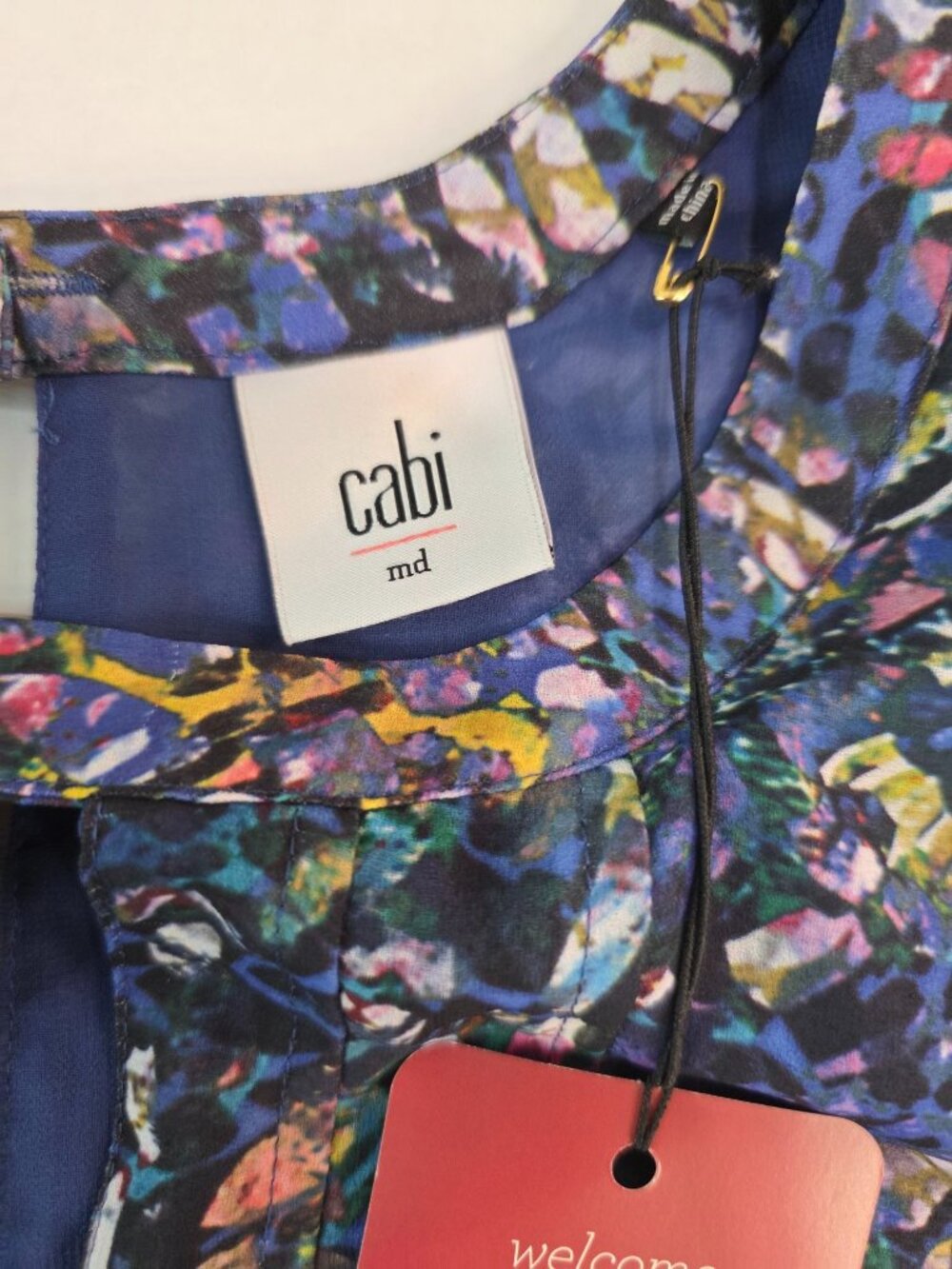 New Cabi Sophistication Sleeveless Blouse Stained Glass Blouse Floral Medium #30 - Picture 3 of 7